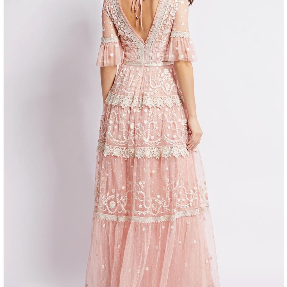 NWT Needle & Thread lace-trimmed tulle gown